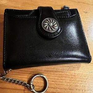 Black Leather Money Clip with Silver Accent